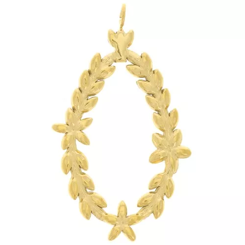 Pendenti corona di foglie di alloro 34x19 mm-Acciaio inossidabile 304L dorato x2