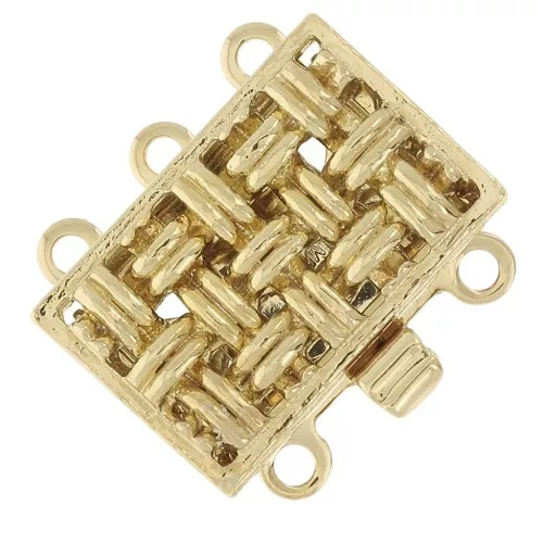 Chiusura 3 file rettangolari 14x9 mm - motivo a treccia - Oro x1