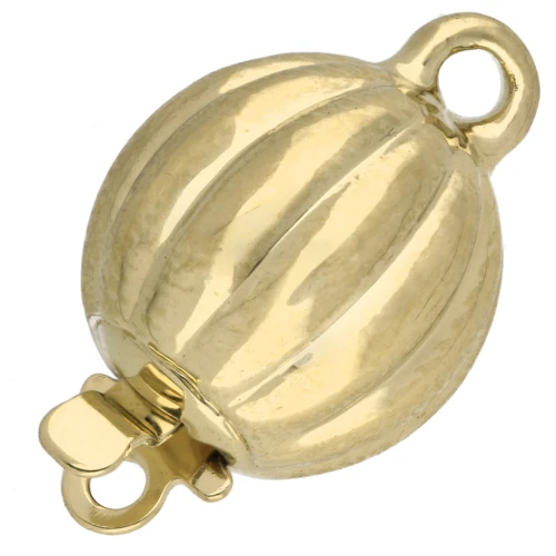 Chiusura a clip a sfera striata 10x16 mm - Oro x1