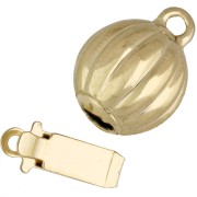 Chiusura a clip a sfera striata 10x16 mm - Oro x1
