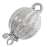 Chiusura a clip a sfera nervata 10x16 mm - Rodio x1