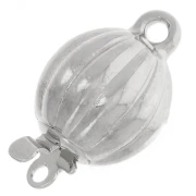 Chiusura a clip con sferetta striata 10x16 mm - Bronzo bianco x1