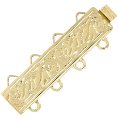 Chiusura a clip rettangolare a 4 file 25x9 mm - motivo arabesco - Oro x1