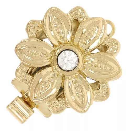 Chiusura fiore con ossido di zirconio 14 mm - Oro x1