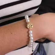 Chiusura fiore con ossido di zirconio 14 mm - Oro x1