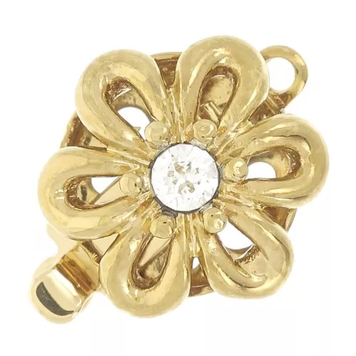 Chiusura fiore con ossido di zirconio 12 mm - dorato x1