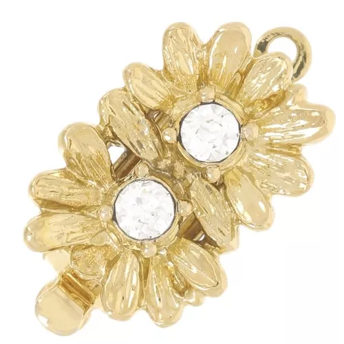 Chiusura a clip rettangolare a motivo floreale con ossido di zirconio 14x10 mm x1