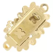 Chiusura a clip rettangolare a motivo floreale con ossido di zirconio 14x10 mm x1