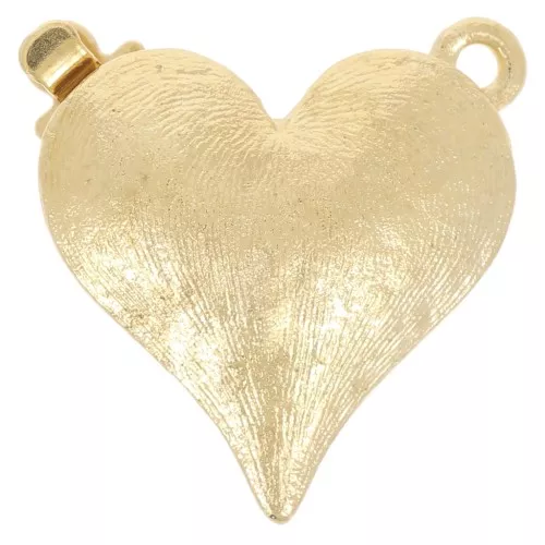 Chiusura a clip con cuore testurizzato - 17x16,5 mm - dorato x1