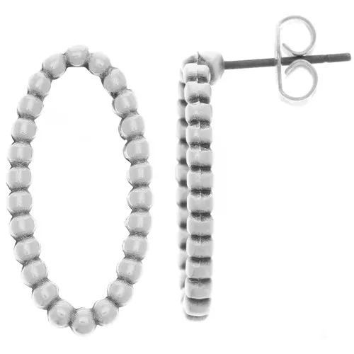 Orecchini ovali con palline 22x11 mm Placcatura in argento anticato x2
