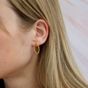 Orecchini ovali con palline 22x11 mm Placcatura in argento anticato x2