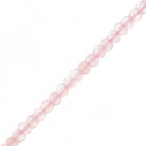 Perle schiacciate sfaccettate 4x3 mm Quartz Rose x 35 cm