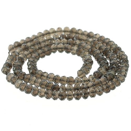 Perle schiacciate sfaccettate 4x3 mm Smoky Quartz x 35 cm
