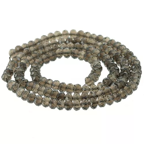 Perle schiacciate sfaccettate 4x3 mm Smoky Quartz x 35 cm