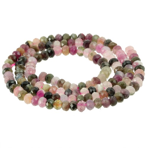 Perle schiacciate sfaccettate 4x3 mm Mix Tourmaline x 35 cm