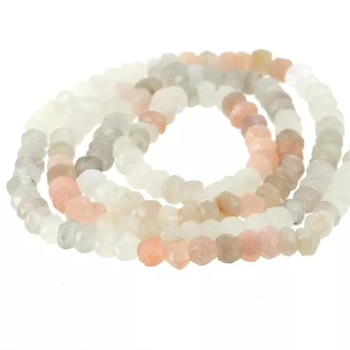 Perle schiacciate sfaccettate 4.5 mm Mix Pietra di luna x 35cm