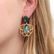 Cabochon PureCrystal 4120 ovale 14x10 mm - Crystal Pine Green Ignite x1