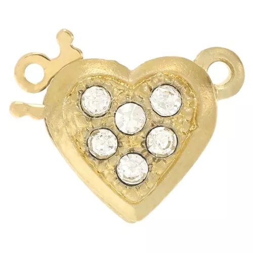 Chiusura cuore con ossido di zirconio - 11x12 mm -dorato x1
