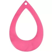 Pendente a goccia cavo in resina opaca 44x29,5 mm - Rosa fluorescente marmorizzato x1