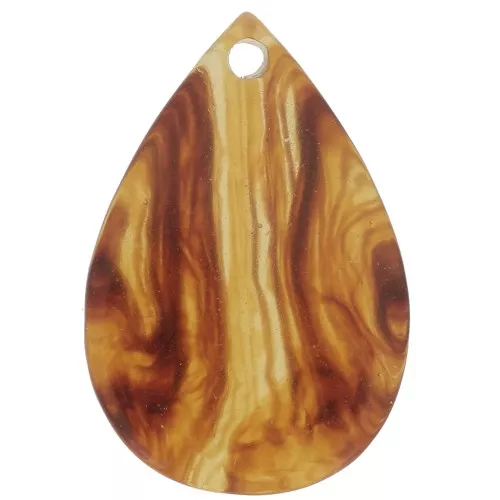 Zecchino goccia in resina traslucida 21x14 mm - Ambra marmorizzata x1