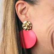 Pendente rotondo in acrilico trasparente 50 mm - Fucsia x1