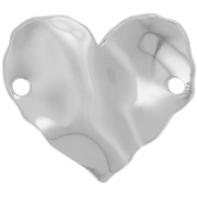 Distanziatore cuore martellato 2 fori 16x18,5 mm - Argento 925 x1