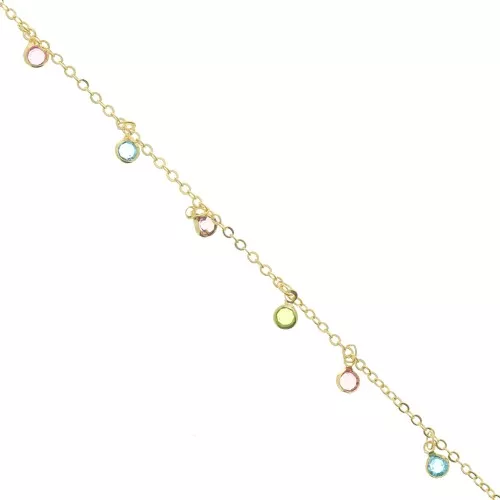 Catena forzatina 1,9 mm con mini ciondolo in vetro 4,5 mm Oro - Multi x 50cm