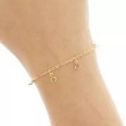 Catena forzatina 1,9 mm con mini ciondolo in vetro 4,5 mm Oro - Multi x 50cm