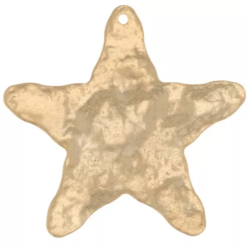 Pendente a stella martellata 34x36 mm - Dorato in oro fino x1