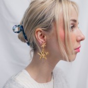 Pendente a stella martellata 34x36 mm - Dorato in oro fino x1