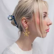 Pendente a stella martellata 34x36 mm - Dorato in oro fino x1