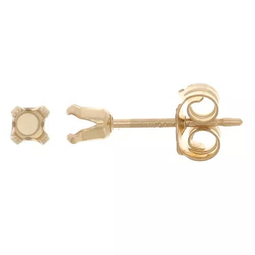 Orecchini a 4 punte per cabochon 3 mm - Gold filled x2