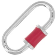 Chiusura a vite ovale 18x9 mm - Argento 925 - Resina epossidica corallo x1|raw }}