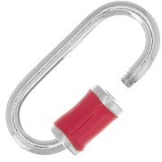 Chiusura a vite ovale 18x9 mm - Argento 925 - Resina epossidica corallo x1