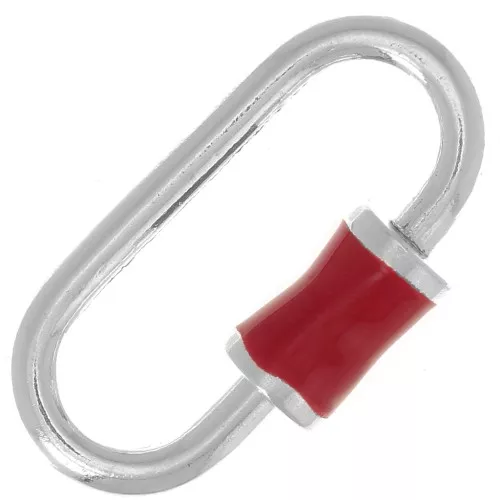 Chiusura a vite ovale 18x9 mm - Argento 925 - Resina epossidica rossa x1