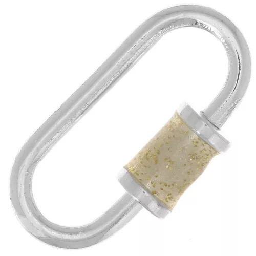 Chiusura a vite ovale 18x9 mm - Argento 925 - Glitter epossidico beige x1