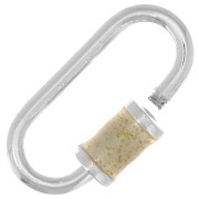 Chiusura a vite ovale 18x9 mm - Argento 925 - Glitter epossidico beige x1