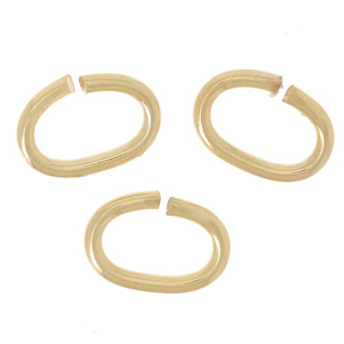 Anelli ovali aperti 7,5x5x1 mm - Dorati con oro fino x50