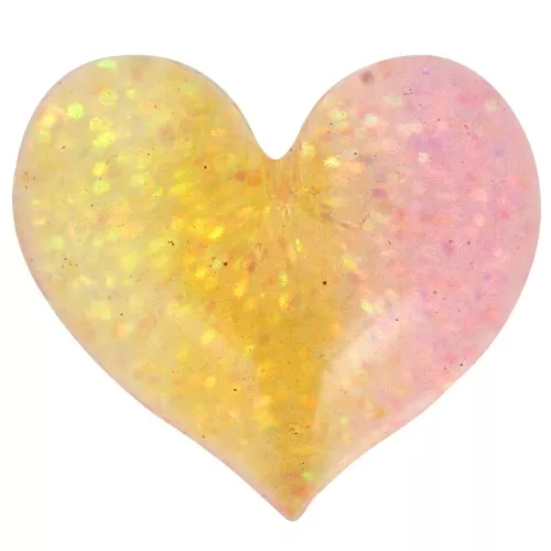 Cabochon cuore in resina trasparente 17x20 mm - Glitter arancione - Rosa x1