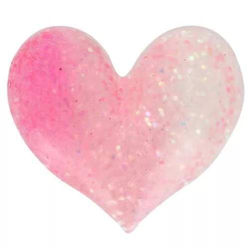 Cabochon cuore in resina trasparente 17x20 mm - Glitter rosa - Bianco x1