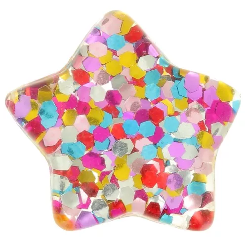 Cabochon stella in resina trasparente 15x16 mm - Glitter multicolore x4