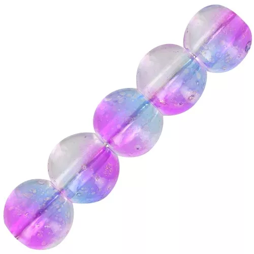 Perle rotonde in vetro 6 mm - Trasparente - Viola - Blu - Oro x10