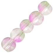Perle rotonde in vetro 6 mm - Trasparente - Verde - Rosa - Oro x10
