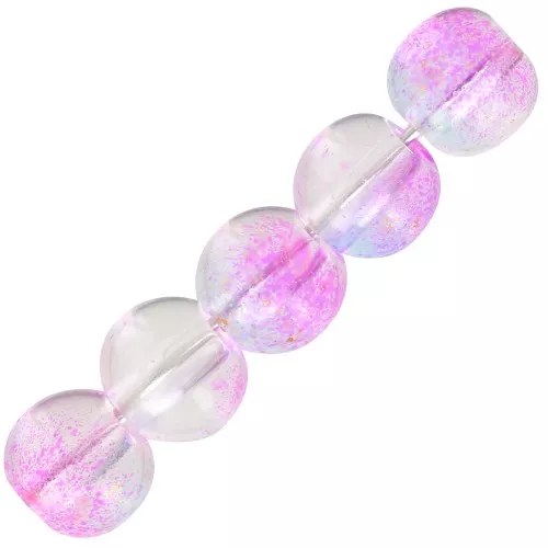 Perle di vetro rotonde 6 mm - Trasparenti - Blu - Viola - Oro x10