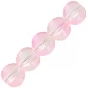 Perle di vetro rotonde 6 mm - Trasparenti - Rosa - Oro x10