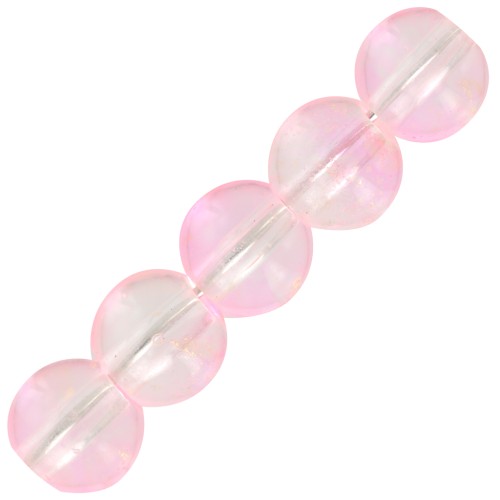 Perle di vetro rotonde 6 mm - Trasparenti - Rosa - Oro x10