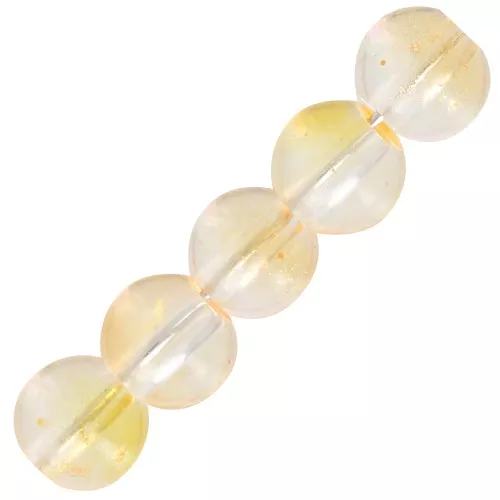 Perle di vetro rotonde 6 mm - Trasparenti - Giallo - Oro x10