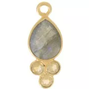 Pendente goccia 18x7 mm - Oro fino - Labradorite e Citrino x1