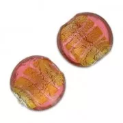 Bombate foglia argento mm. 14 Rose/Topaz x4