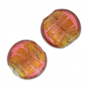 Bombate foglia argento mm. 14 Rose/Topaz x4